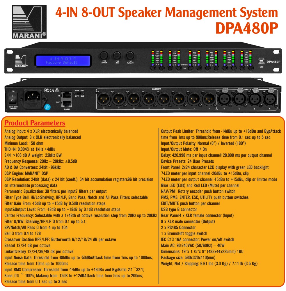 Bộ xử lý tín hiệu âm thanh MARINI DPA480P